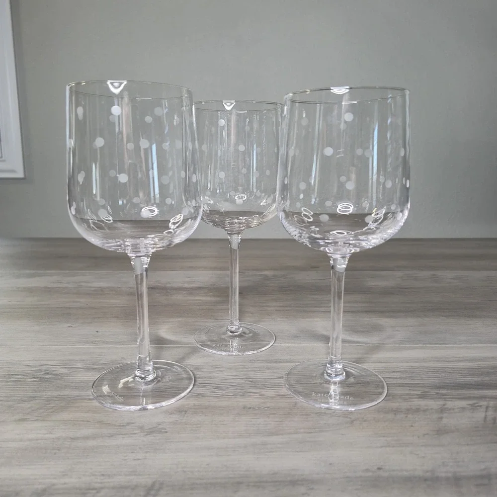 Lenox Kate Spade New York Larabee Dot Wine Glass Set of 3 16oz Discontinued